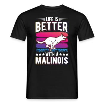 Life is better with a Malinois - Men's T-Shirt - black - Front - AI Model Male 178 light (178cm)