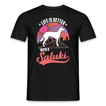 La vie est meilleure avec Salukis - T-shirt homme - noir - Devant - AI Model Male 178 light (178cm)