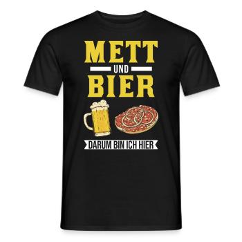 Mett and beer That's why I'm here Mettbrötchen - Men's T-Shirt - black - Front - AI Model Male 178 light (178cm)