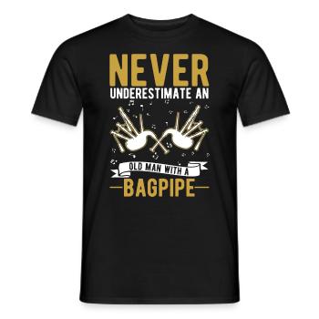 Bagpipes Old Man Bagpiper - Men's T-Shirt - black - Front - AI Model Male 178 light (178cm)