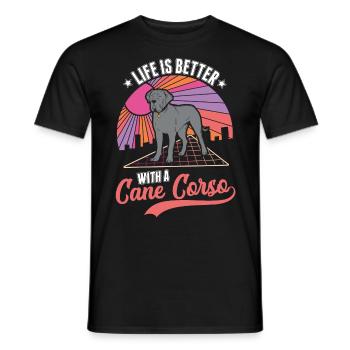 Life is better with Cane Corsos - Men's T-Shirt - black - Front - AI Model Male 178 light (178cm)