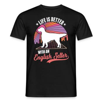 La vie est meilleure avec le Setter anglais - T-shirt homme - noir - Devant - AI Model Male 178 light (178cm)