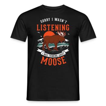 Moose Gift Elk Antlers Scandinavia - Men's T-Shirt - black - Front - AI Model Male 178 light (178cm)