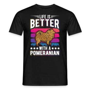 Das Leben ist besser mit einem Zwergspitz - Männer T-Shirt - Schwarz - Vorne - AI Model Male 178 light (178cm)