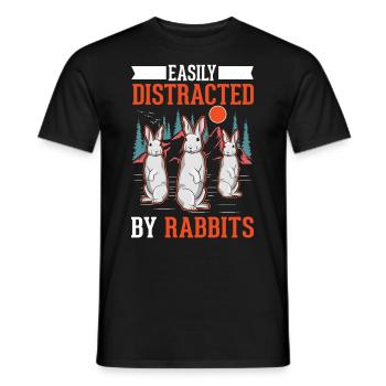 Easily distracted by Rabbits Hase Kaninchen - Men's T-Shirt - black - Front - AI Model Male 178 light (178cm)
