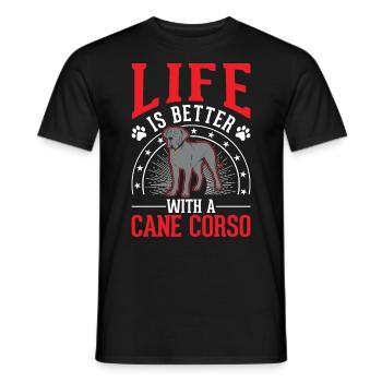 Life is better with Cane Corsos - Men's T-Shirt - black - Front - AI Model Male 178 light (178cm)