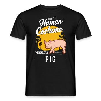 Costume de cochon fermier Halloween cochons - T-shirt homme - noir - Devant - AI Model Male 178 light (178cm)