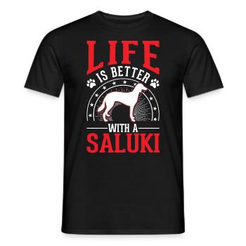 La vie est meilleure avec Salukis - T-shirt homme - noir - Devant - AI Model Male 178 light (178cm)