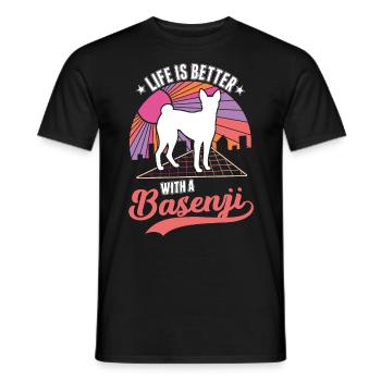 La vie est meilleure avec un Basenji - T-shirt homme - noir - Devant - AI Model Male 178 light (178cm)