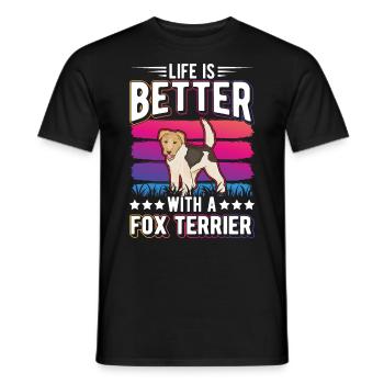La vie est meilleure avec un fox-terrier - T-shirt homme - noir - Devant - AI Model Male 178 light (178cm)