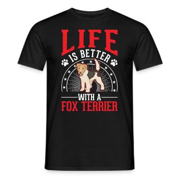 La vie est meilleure avec un fox-terrier - T-shirt homme - noir - Devant - AI Model Male 178 light (178cm)