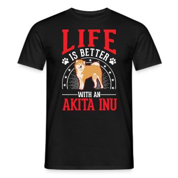 Das Leben ist besser mit einem Akita Inu - Männer T-Shirt - Schwarz - Vorne - AI Model Male 178 light (178cm)