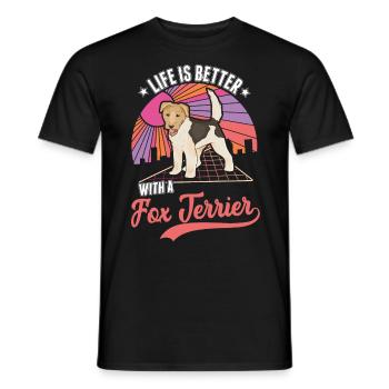 La vie est meilleure avec un fox-terrier - T-shirt homme - noir - Devant - AI Model Male 178 light (178cm)