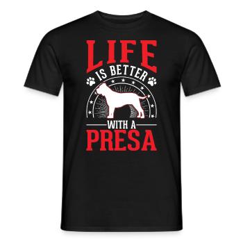 Das Leben ist besser mit einem Presa Canario - Männer T-Shirt - Schwarz - Vorne - AI Model Male 178 light (178cm)