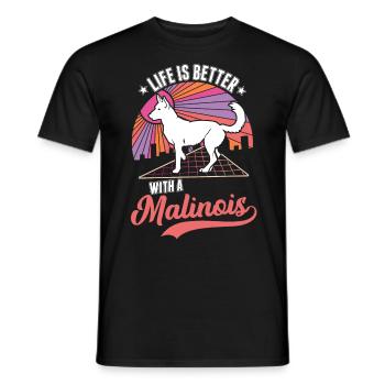 Life is better with a Malinois - Men's T-Shirt - black - Front - AI Model Male 178 light (178cm)
