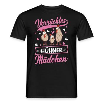 Crazy Chickens Girl Chicken Farmer Chicken - Men's T-Shirt - black - Front - AI Model Male 178 light (178cm)