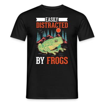 Easily distracted by Frogs Frosch - Men's T-Shirt - black - Front - AI Model Male 178 light (178cm)