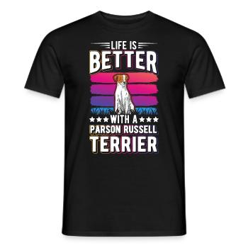 Life is better with Parson Russell Terrier - Men's T-Shirt - black - Front - AI Model Male 178 light (178cm)