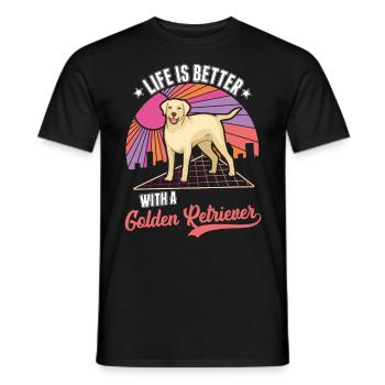 Das Leben ist besser mit einem Golden Retriever - Männer T-Shirt - Schwarz - Vorne - AI Model Male 178 light (178cm)