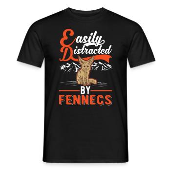 Easily distracted by Fennecs Fennek Wüstenfuchs - Männer T-Shirt - Schwarz - Vorne - AI Model Male 178 light (178cm)