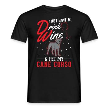Cane Corso et vin - T-shirt homme - noir - Devant - AI Model Male 178 light (178cm)