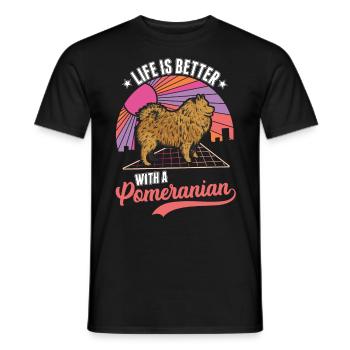 Das Leben ist besser mit einem Zwergspitz - Männer T-Shirt - Schwarz - Vorne - AI Model Male 178 light (178cm)