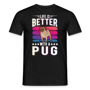 Das Leben ist besser mit einem Mops - Männer T-Shirt - Schwarz - Vorne - AI Model Male 178 light (178cm)