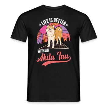 Das Leben ist besser mit einem Akita Inu - Männer T-Shirt - Schwarz - Vorne - AI Model Male 178 light (178cm)
