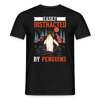 Easily distracted by Penguins Pinguin - Männer T-Shirt - Schwarz - Vorne - AI Model Male 178 light (178cm)