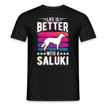 La vie est meilleure avec Salukis - T-shirt homme - noir - Devant - AI Model Male 178 light (178cm)