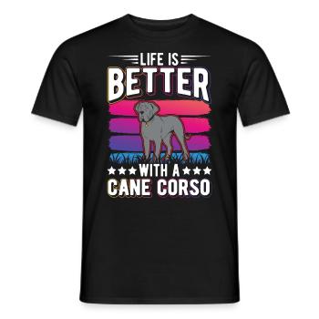 Life is better with Cane Corsos - Men's T-Shirt - black - Front - AI Model Male 178 light (178cm)