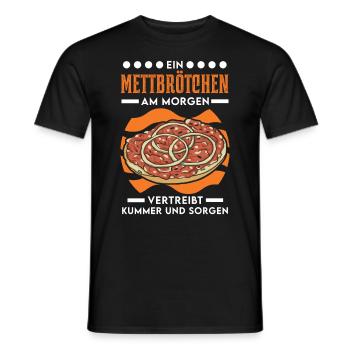 Mettbrötchen in the morning Mett Hackepeter - Men's T-Shirt - black - Front - AI Model Male 178 light (178cm)