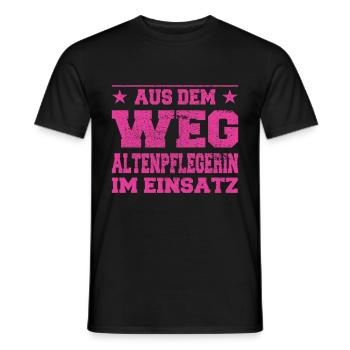 Infirmière gériatrique en action - T-shirt homme - noir - Devant - AI Model Male 178 light (178cm)