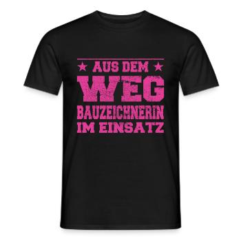 Out of the Way Draughtswoman in Action Design - Men's T-Shirt - black - Front - AI Model Male 178 light (178cm)