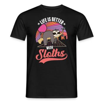 La vie est meilleure avec les paresseux - T-shirt homme - noir - Devant - AI Model Male 178 light (178cm)