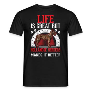 Hollandse Herder Berger Hollandais - T-shirt homme - noir - Devant - AI Model Male 178 light (178cm)