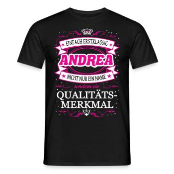 Caractéristique de qualité Andrea tout simplement une tenue de première classe - T-shirt homme - noir - Devant - AI Model Male 178 light (178cm)