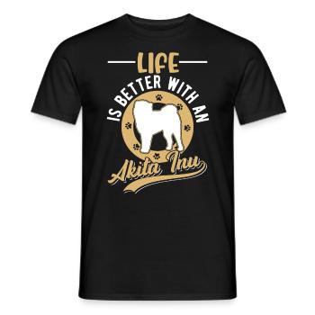 Das Leben ist besser mit einem Akita Inu - Männer T-Shirt - Schwarz - Vorne - AI Model Male 178 light (178cm)