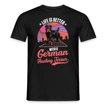 La vie est meilleure avec le terrier de chasse allemand - T-shirt homme - noir - Devant - AI Model Male 178 light (178cm)
