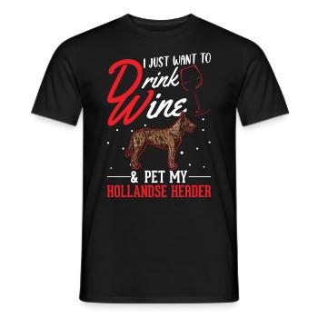 Hollandse Herder und Wein - Männer T-Shirt - Schwarz - Vorne - AI Model Male 178 light (178cm)