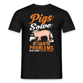 Schweine Geschenk Landwirt Schweinchen - Männer T-Shirt - Schwarz - Vorne - AI Model Male 178 light (178cm)