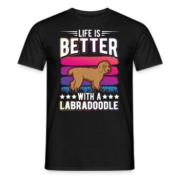 Life is better with a Labradoodle - Men's T-Shirt - black - Front - AI Model Male 178 light (178cm)