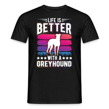 Das Leben ist besser mit einem Windhund Greyhound - Männer T-Shirt - Schwarz - Vorne - AI Model Male 178 light (178cm)
