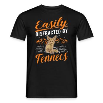 Easily distracted by Fennecs Fennek Wüstenfuchs - Männer T-Shirt - Schwarz - Vorne - AI Model Male 178 light (178cm)
