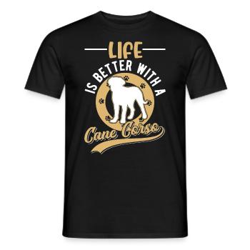 Life is better with Cane Corsos - Men's T-Shirt - black - Front - AI Model Male 178 light (178cm)