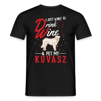 Kuvasz und Wein - Männer T-Shirt - Schwarz - Vorne - AI Model Male 178 light (178cm)