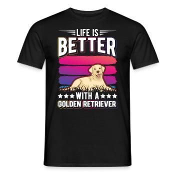 Das Leben ist besser mit einem Golden Retriever - Männer T-Shirt - Schwarz - Vorne - AI Model Male 178 light (178cm)