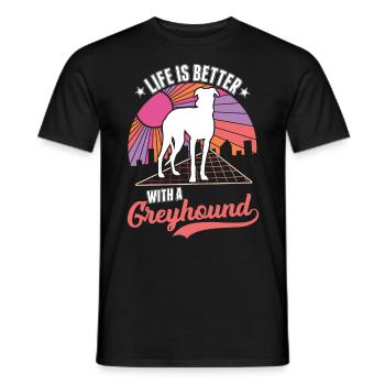 Das Leben ist besser mit einem Windhund Greyhound - Männer T-Shirt - Schwarz - Vorne - AI Model Male 178 light (178cm)
