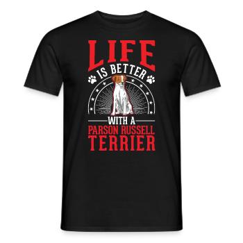Life is better with Parson Russell Terrier - Men's T-Shirt - black - Front - AI Model Male 178 light (178cm)