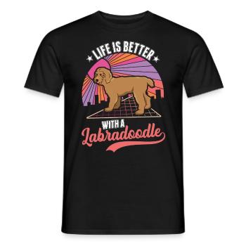 Life is better with a Labradoodle - Men's T-Shirt - black - Front - AI Model Male 178 light (178cm)